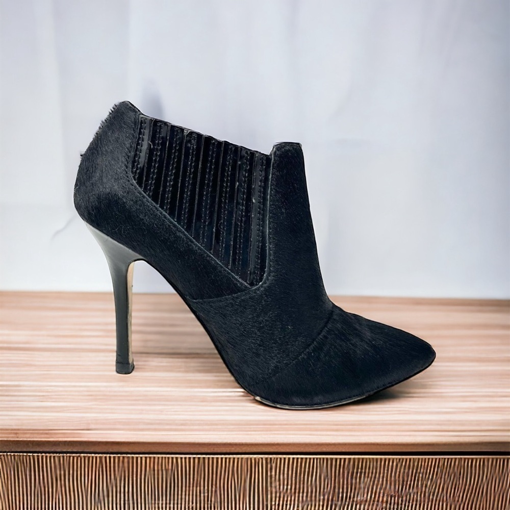 TOPSHOP Black Calf Hair Heeled Chelsea Boots Size 38/8